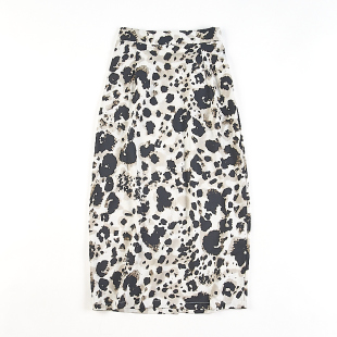 韩版 松紧高腰开叉包臀长裙 豹纹印花半身裙女H83208欧美风夏秋新款