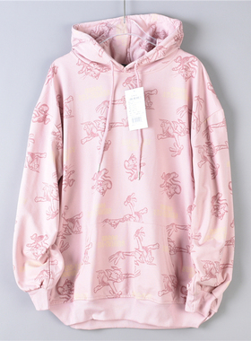 1014韩版男女生连帽卫衣L76526猫和老鼠卡通印花春秋宽松休闲外套