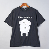 35韩版 上衣 圆领休闲bf风短袖 宽松纯棉印花T恤衫 男女情侣79439夏季