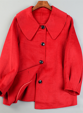 高货双面羊绒大衣女小个子L85418气质减龄娃娃领显瘦羊毛呢子外套