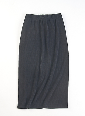 韩版纯色开叉针织半身裙女H83497夏秋松紧腰显瘦百搭中长款包臀裙