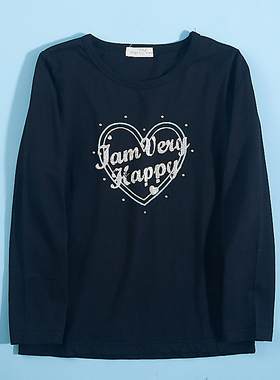 儿童装t恤9.17H71038春秋季新款中大童纯棉长袖圆领字母印花上衣