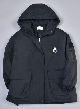 男女生重磅冲锋衣羽绒服1223L77235美式连帽宽松学生白鸭绒外套冬