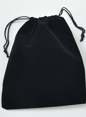 精品加厚绒布袋9.26L75713纯黑色拉绳束口袋饰品首饰袋文玩收纳袋
