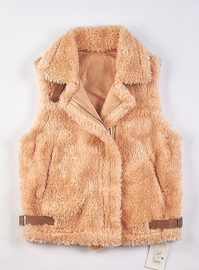 韩版麂皮毛绒一体纯色马甲女8.22H75520秋冬新款加厚保暖马夹外套