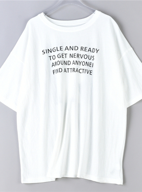 韩版少女感印花T恤衫8.5L75328宽松慵懒文艺范夏清凉薄款短袖上衣