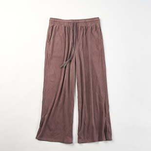 H84833春秋松紧腰抽绳垂感长裤 休闲慵懒风高腰阔腿裤 女装 日单大码
