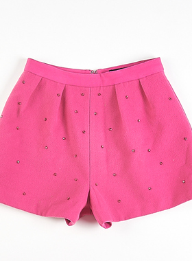 韩版高腰手工钉钻毛呢短裤女H83702春夏秋时尚显瘦百搭休闲裤直筒