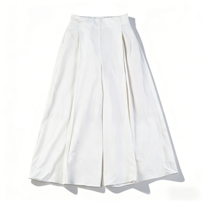 微瑕日单极简风松紧腰白色阔腿裤