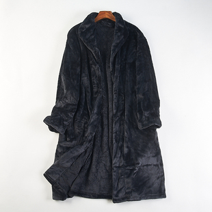 品质外贸加厚法兰绒睡袍男女H85574冬季保暖珊瑚绒家居服长款浴袍