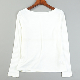 长袖 低圆领春秋外穿内搭修身 上衣 女L84419修身 外贸针织T恤打底衫