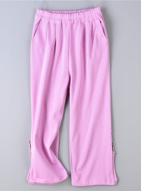 620韩版宽松显瘦阔腿直筒卫裤女73538夏秋抽绳可束脚运动休闲长裤