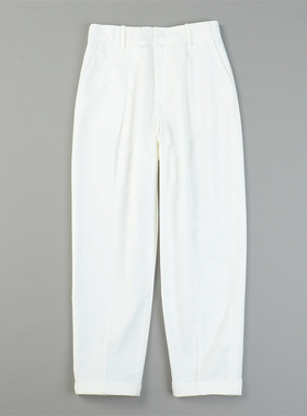 高端好货锥形白色休闲裤女L83896夏秋高腰宽松显瘦翻边收脚九分裤