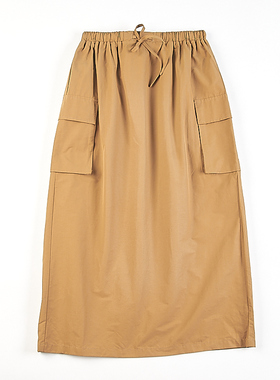 韩版松紧腰抽绳纯色工装半身裙H83214夏秋新款显瘦百搭休闲长裙子