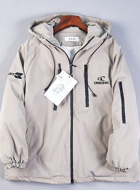 美式冲锋衣羽绒服男女1226H77239日系防跑绒纯色连帽宽松鸭绒外套