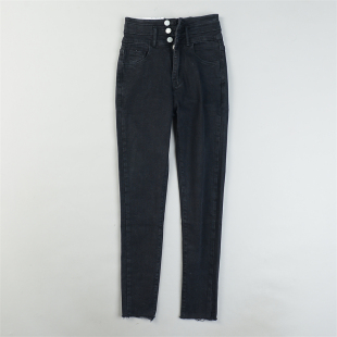 精品韩版弹力紧身水洗牛仔裤女L85352高腰提臀瘦腿显高小脚长裤子