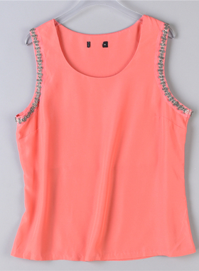 经典纯色雪纺背心小衫女9.12L76185舒适直筒型夏季清凉无袖上衣