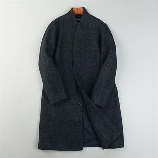 高端纯羊毛大衣女12.30L85493宽松立领落肩袖 毛呢外套 秋冬中长款