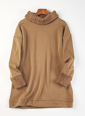 日单大码女装宽松高领卫衣H85296秋冬纯色百搭半高领显瘦长袖上衣