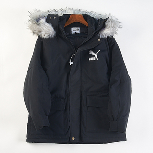 外贸单毛领连帽棉服女12.30H85318秋冬季 风外套 加厚保暖防风工装