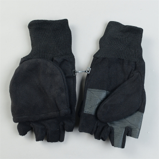 外贸男女加厚绒保暖防滑露半指L85582触屏骑行写字棉翻盖手套冬款