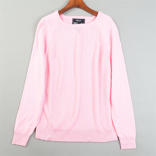 精品外贸纯棉毛衣针织衫男女L85138纯色百搭春秋冬通勤长袖打底衫