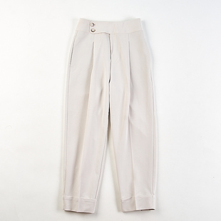 韩版高腰西装长裤女H83463夏秋新款高级感宽松显瘦直筒哈伦烟管裤