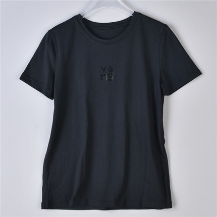 47韩版全棉纯色T恤衫女75346创意小字母修身夏季休闲套头短袖上衣