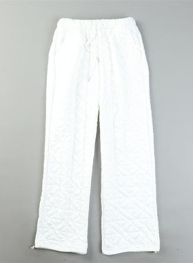 绗缝几何纹夹棉宽松阔腿裤女L85610抽绳中高腰秋冬季显瘦棉裤长裤