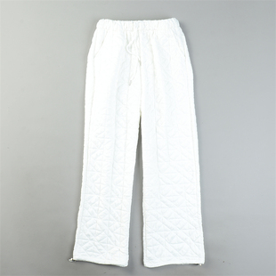 绗缝几何纹夹棉宽松阔腿裤女L85610抽绳中高腰秋冬季显瘦棉裤长裤