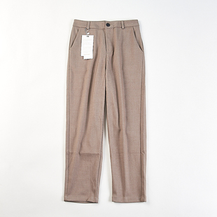 宽松直筒显瘦西裤 复古简约风高腰纯色休闲裤 女12.30H85466春秋季
