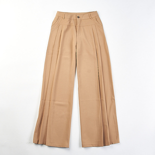 春夏中高腰休闲百搭长裤 品质纯色宽松阔腿直筒裤 女3.18H81847韩版