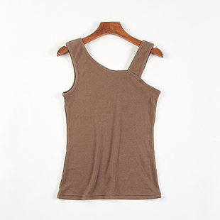高货日单天丝棉弹力修身 上衣 背心女H84525螺纹棉针织斜吊带打底衫