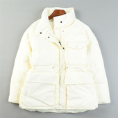 精品高充绒女士立领羽绒服L85594宽松面包服抽绳收高腰白鸭绒外套