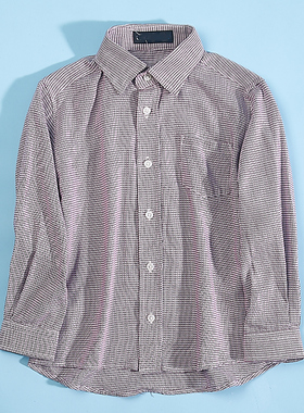 76品质全棉男孩童衬衫72203韩版儿童装复古百搭千鸟格子长袖衬衣