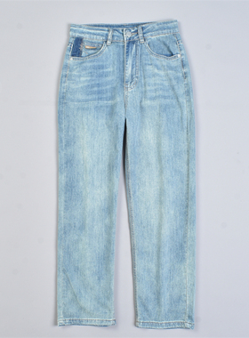 复古港风直筒牛仔裤女5.20L82572高腰显瘦不勒人四季潮流休闲长裤