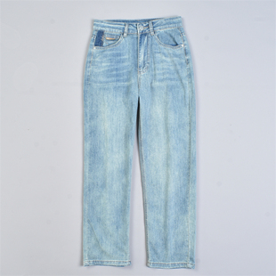潮流休闲长裤 复古港风直筒牛仔裤 女5.20L82572高腰显瘦不勒人四季