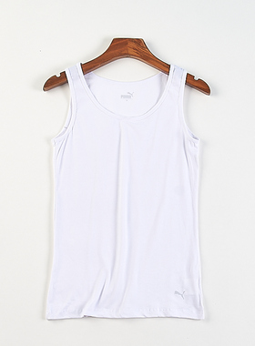 精品日单纯棉白色工字背心女H84795夏季圆领无袖运动休闲透气上衣