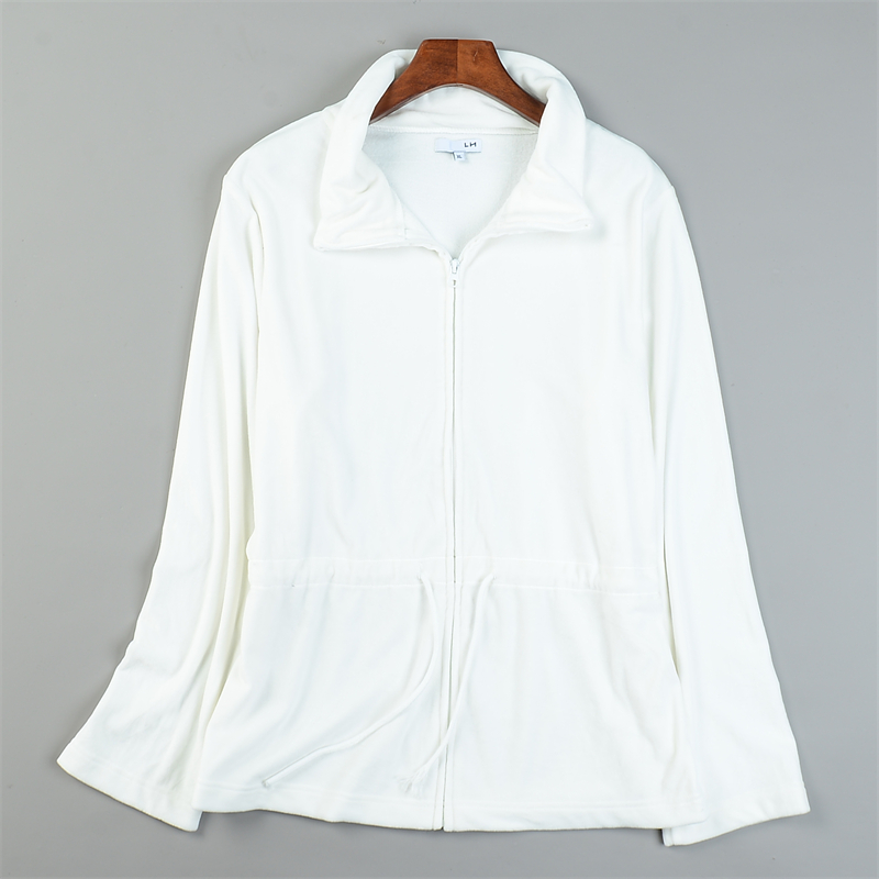 外贸大码女装精品拉链卫衣绒衫L85220抽绳收腰款细腻软糯秋季外套