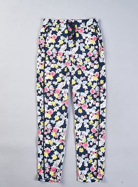 韩版碎花直筒休闲裤女72H79492夏季新款高腰宽松显瘦凉快轻薄长裤