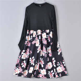 1122韩版 连衣裙74330螺纹棉拼接假两件春夏儿童碎花a字裙 少女童装