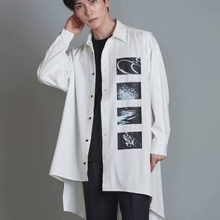 剪裁衬衣外套 男女H84400小众设计感个性 日单潮牌休闲印花长袖 衬衫