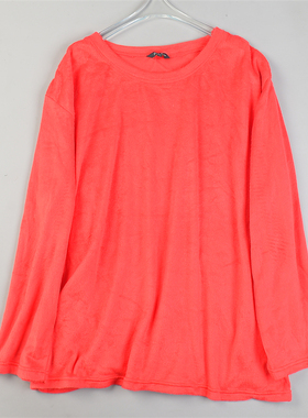 外贸大码绒质长袖T恤卫衣男女L85195秋冬居家可外穿纯色休闲上衣