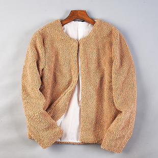 秋冬羊羔毛绒短外套女1119H80910保暖宽松显瘦短款加厚摇粒绒开衫