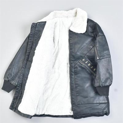 524男女童装加绒中长款皮衣夹克81072儿童防风保暖加厚皮棉袄外套