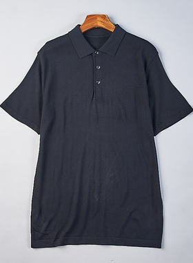 622高端男士纯色天丝短袖T恤H79909夏秋新款商务休闲日常翻领上衣