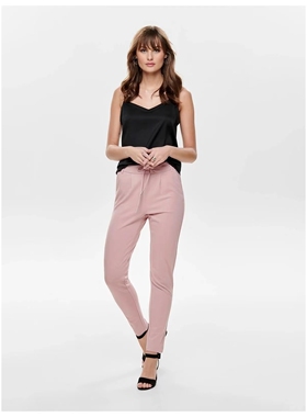 129精品外贸大码纯色休闲小脚裤女74535春秋高腰系带修身直筒长裤