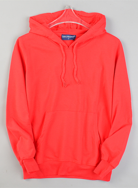 韩版纯棉连帽红卫衣女11.11L85095舒适直筒袋鼠兜休闲帽衫上衣秋