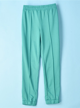 外贸束脚休闲卫裤男女2.21L73038纯色松紧腰垂顺舒适春夏运动长裤