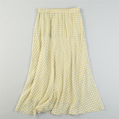 日单柔美棉纱质条格半身裙84152修腿型显瘦遮肉夏秋季 A字大摆长裙